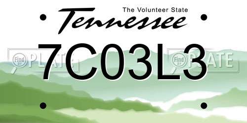 7C03L3 Tennessee License Plate