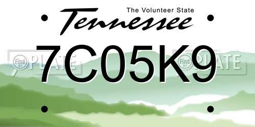 7C05K9 Tennessee License Plate