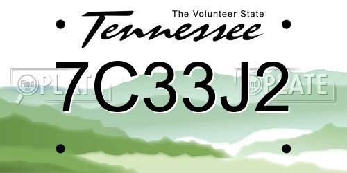 7C33J2 Tennessee License Plate