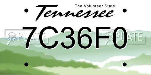 7C36F0 Tennessee License Plate