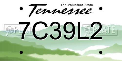 7C39L2 Tennessee License Plate