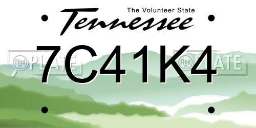 7C41K4 Tennessee License Plate
