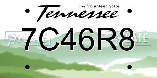 7C46R8 Tennessee License Plate