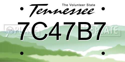 7C47B7 Tennessee License Plate