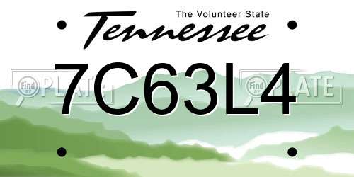 7C63L4 Tennessee License Plate