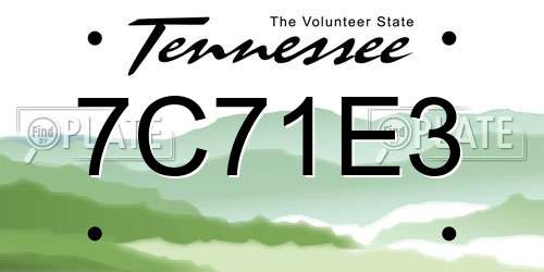 7C71E3 Tennessee License Plate