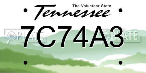 7C74A3 Tennessee License Plate