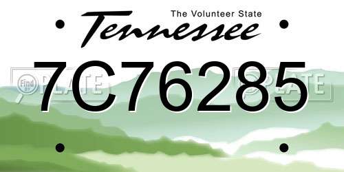 7C76285 Tennessee License Plate