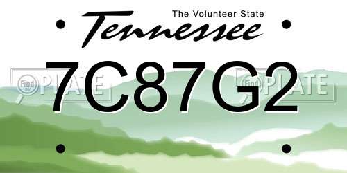 7C87G2 Tennessee License Plate
