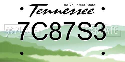 7C87S3 Tennessee License Plate