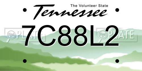 7C88L2 Tennessee License Plate