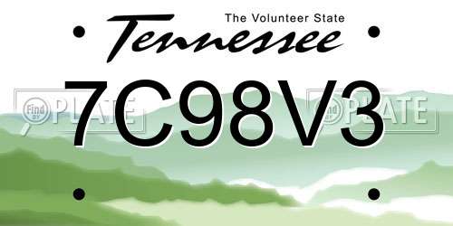 7C98V3 Tennessee License Plate