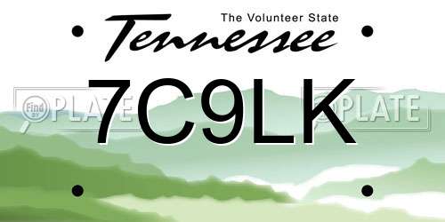 7C9LK Tennessee License Plate