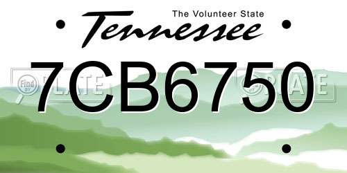 7CB6750 Tennessee License Plate