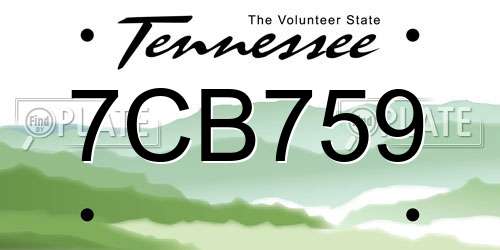 7CB759 Tennessee License Plate