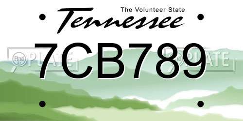 7CB789 Tennessee License Plate