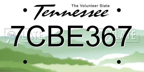 7CBE367 Tennessee License Plate