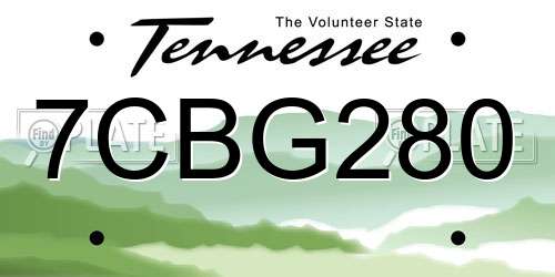 7CBG280 Tennessee License Plate