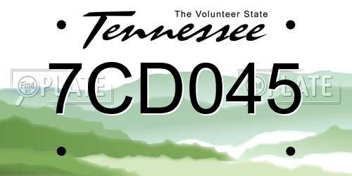 7CD045 Tennessee License Plate