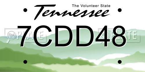 7CDD48 Tennessee License Plate