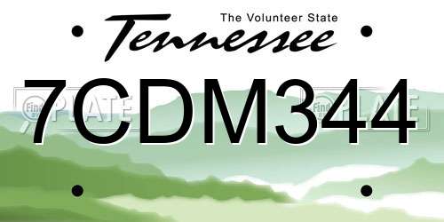 7CDM344 Tennessee License Plate