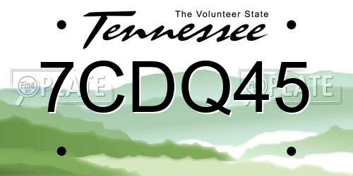 7CDQ45 Tennessee License Plate