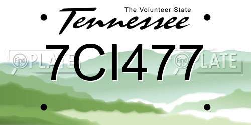 7CI477 Tennessee License Plate