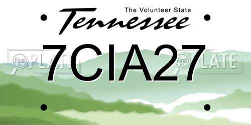 7CIA27 Tennessee License Plate