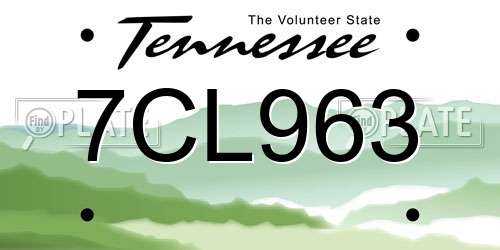7CL963 Tennessee License Plate