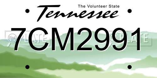 7CM2991 Tennessee License Plate