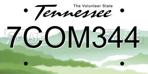 7COM344 Tennessee License Plate