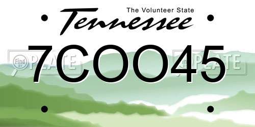 7COO45 Tennessee License Plate