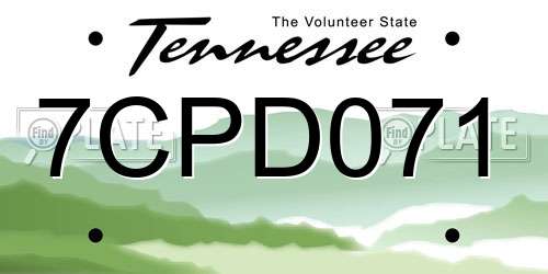 7CPD071 Tennessee License Plate