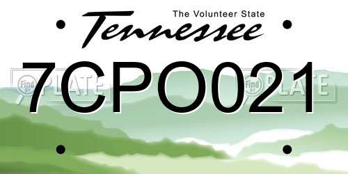 7CPO021 Tennessee License Plate