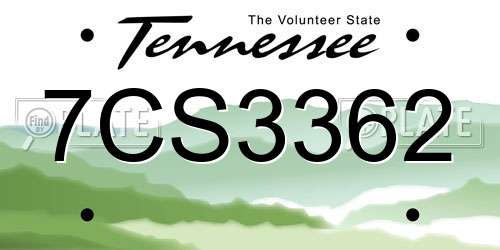 7CS3362 Tennessee License Plate