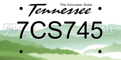7CS745 Tennessee License Plate