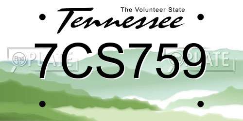 7CS759 Tennessee License Plate