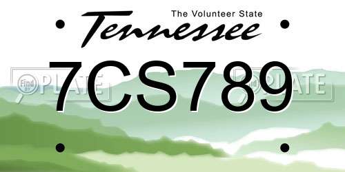 7CS789 Tennessee License Plate