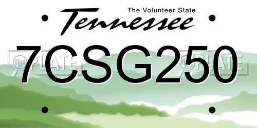 7CSG250 Tennessee License Plate