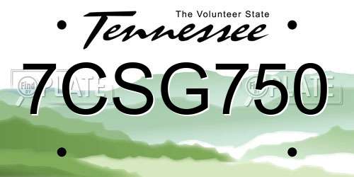 7CSG750 Tennessee License Plate