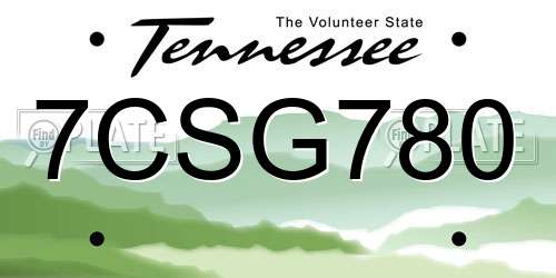 7CSG780 Tennessee License Plate