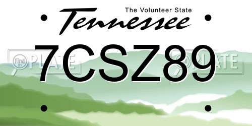 7CSZ89 Tennessee License Plate