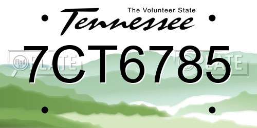 7CT6785 Tennessee License Plate