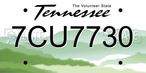 7CU7730 Tennessee License Plate