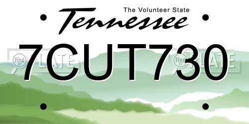 7CUT730 Tennessee License Plate