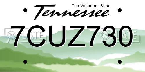 7CUZ730 Tennessee License Plate