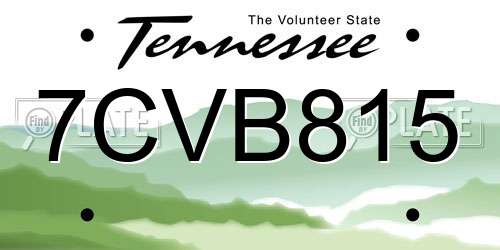 7CVB815 Tennessee License Plate