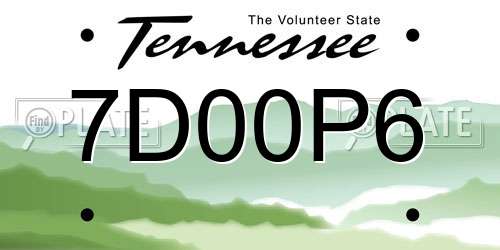 7D00P6 Tennessee License Plate
