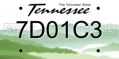 7D01C3 Tennessee License Plate