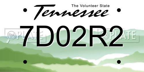 7D02R2 Tennessee License Plate